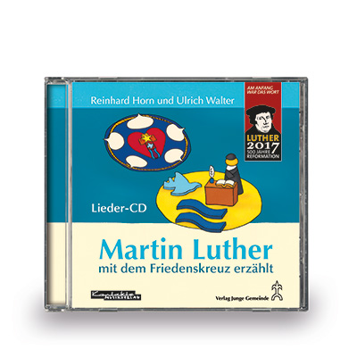 Logo:Martin Luther mit dem Friedenskreuz erzählt